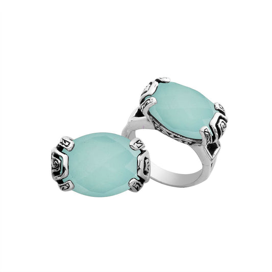 Bali Designs - AR-6293-CH.G-7" Sterling Silver Ring With Green Chalcedony