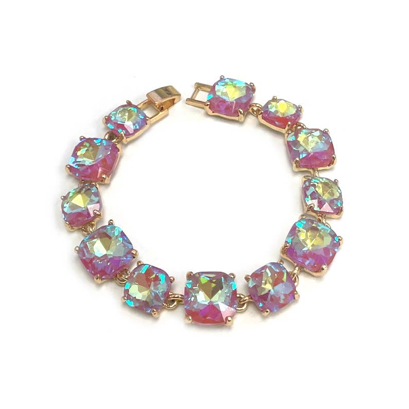 StarryNYC - Cushion Cut Glass Crystal Linked Station Bracelet