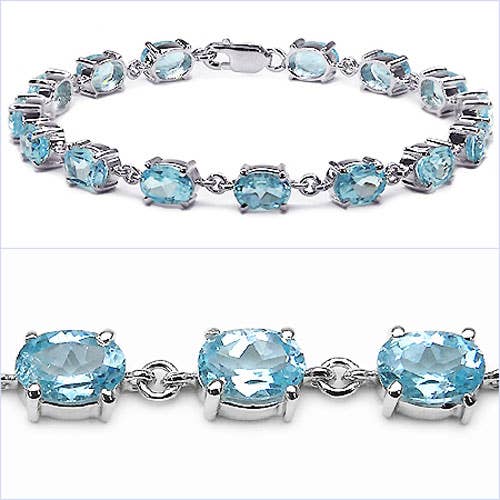 Glimmering Handmade - Genuine Blue Topaz Silver Bracelet