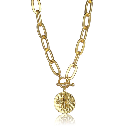 KARINE SULTAN - Bee Pendant Necklace - Delicate Medallion Jewelry