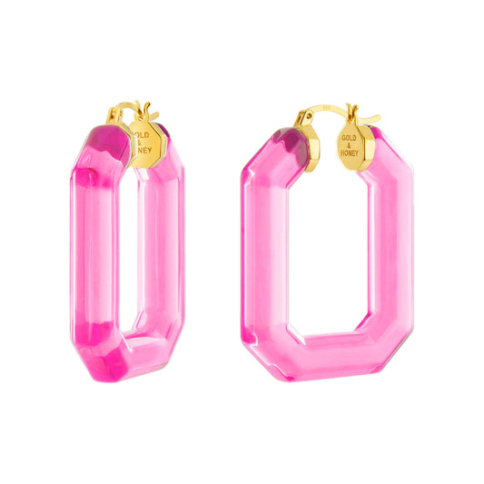 1.5" Emerald Gem Hoop in Pink