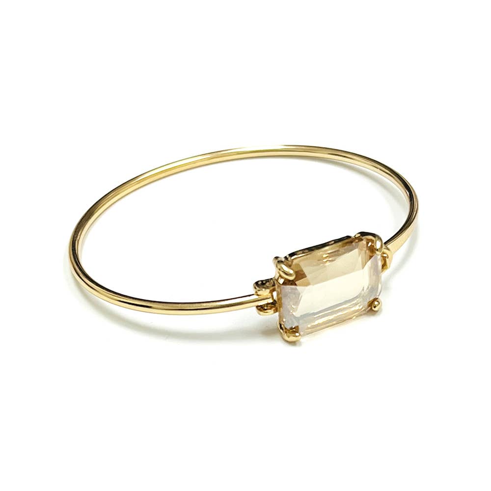 StarryNYC - High Quality Glass Crystal Rectangle Stone Cuff Metal Bangle