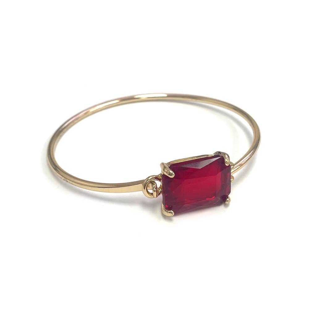 StarryNYC - High Quality Glass Crystal Rectangle Stone Cuff Metal Bangle