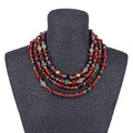 Gardenia Jewelry Ltd. - Graduated Multi Strand Burgundy & Gold Statement Necklace