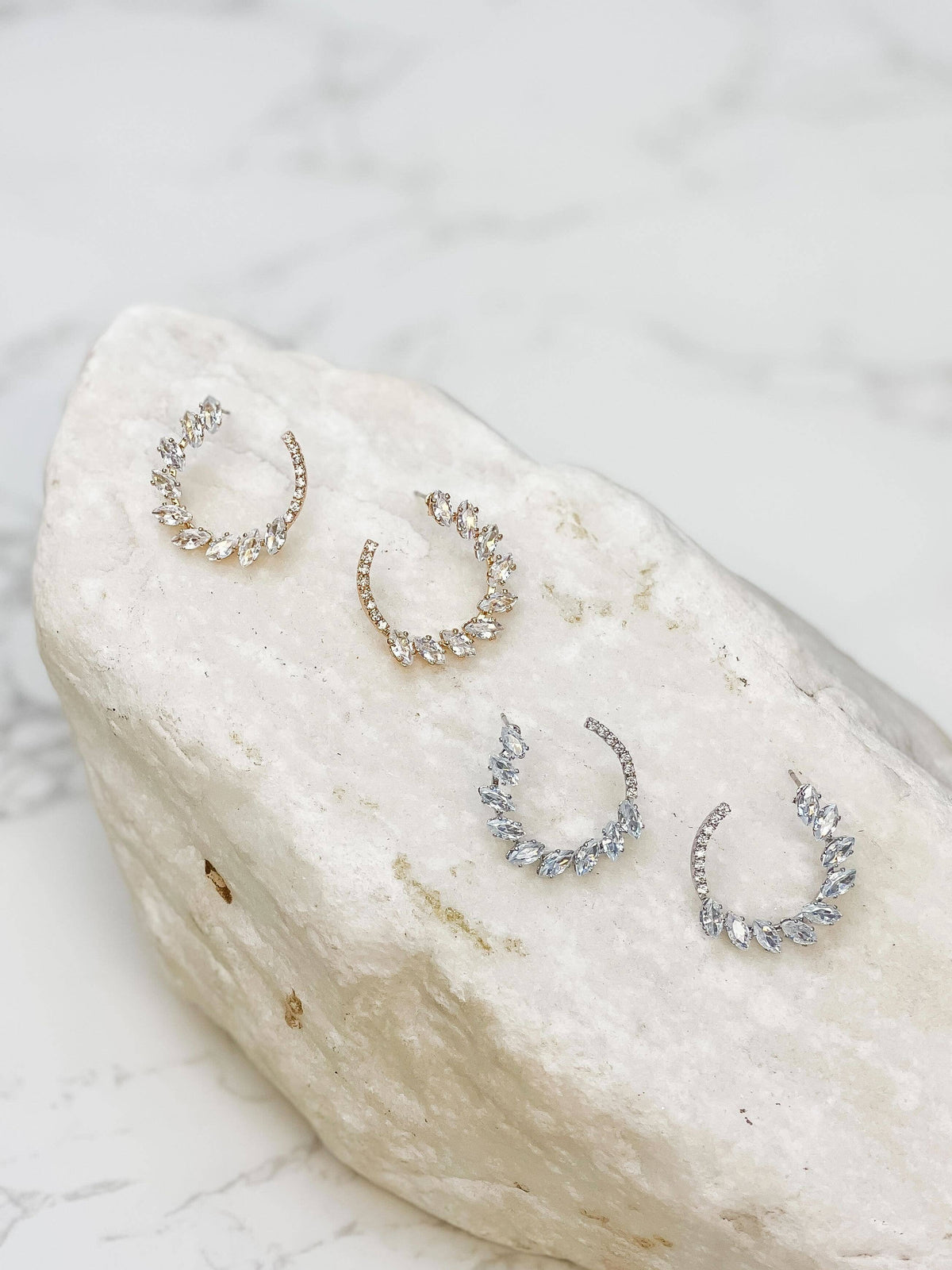 Prep Obsessed Wholesale - Glitzy Cubic Zirconia Hoop Earrings
