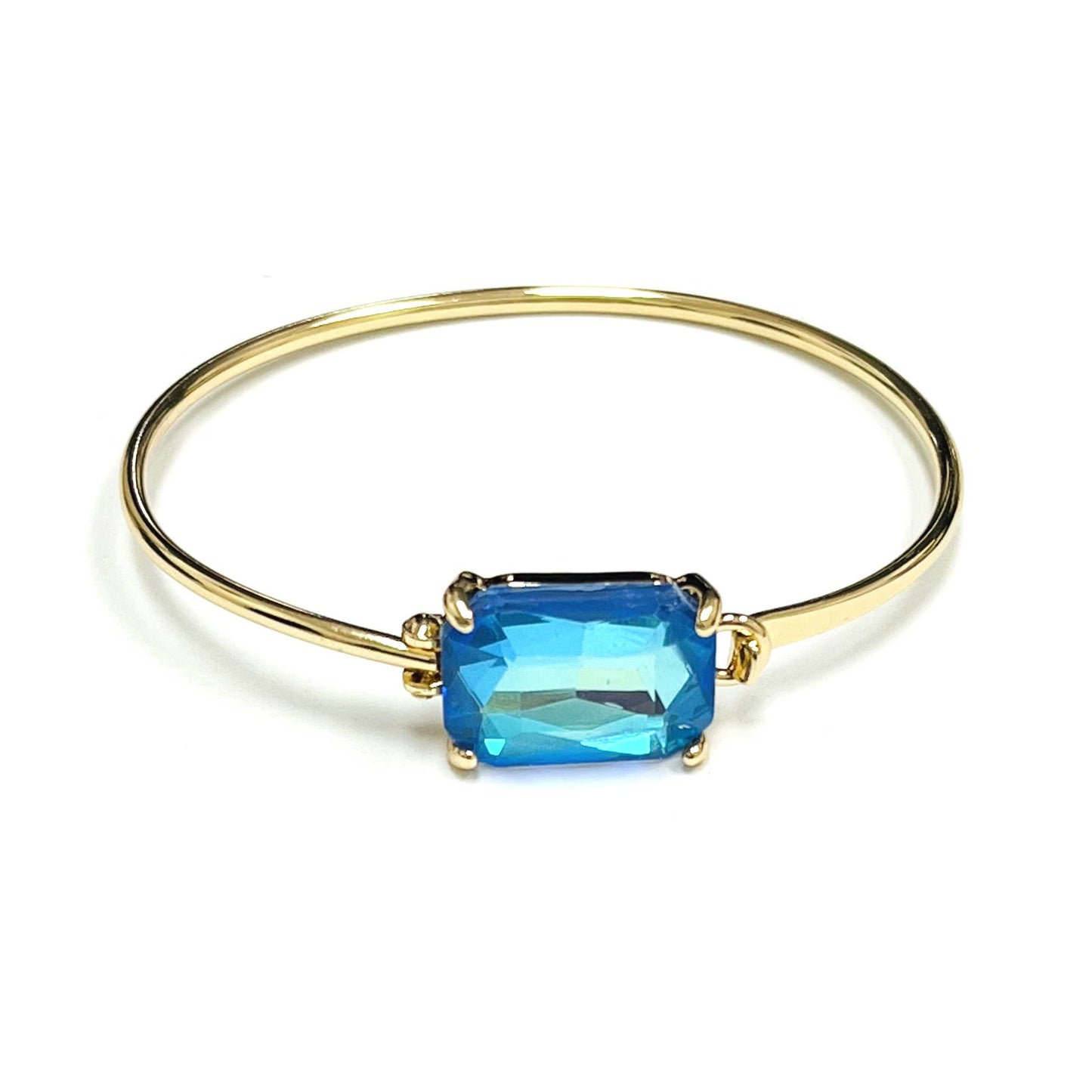 StarryNYC - High Quality Glass Crystal Rectangle Stone Cuff Metal Bangle