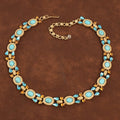 GirlyPirateCo - Vintage Gold-Plated Turquoise & Crystal Necklace