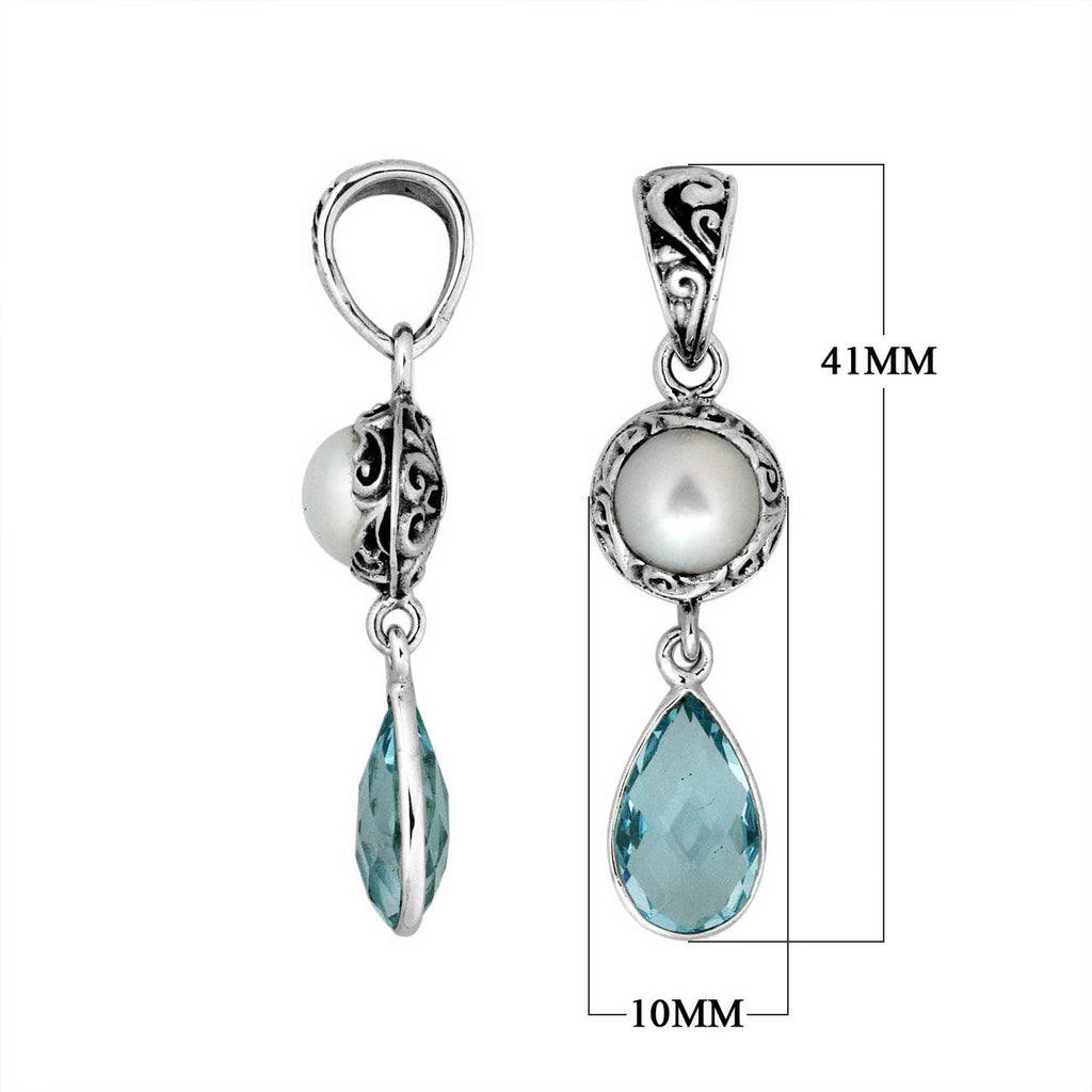 Bali Designs - AP-8009-CO1 Sterling Silver Pendant With Pearl & Gemstone