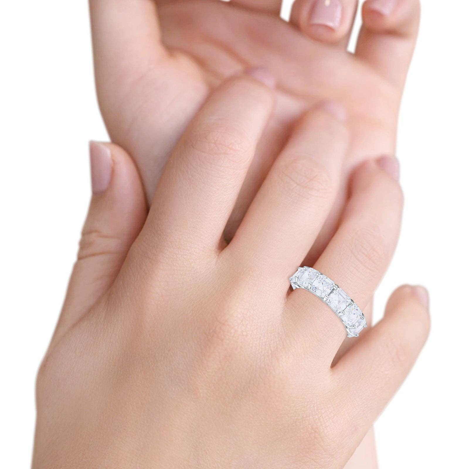 Blue Apple Imports - Asscher Cut Full Eternity Wedding Band Cubic Zirconia