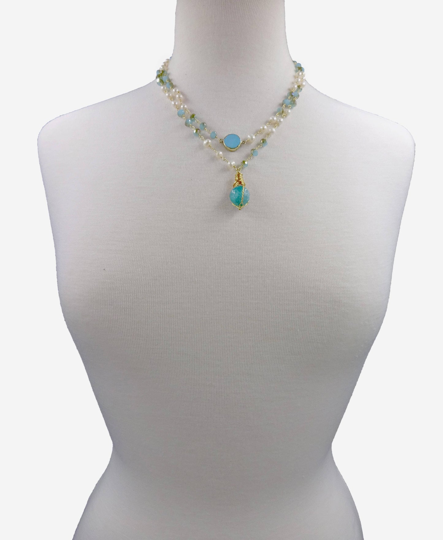 IST Jewelry - Wire Wrapped Stone Pendant Necklace