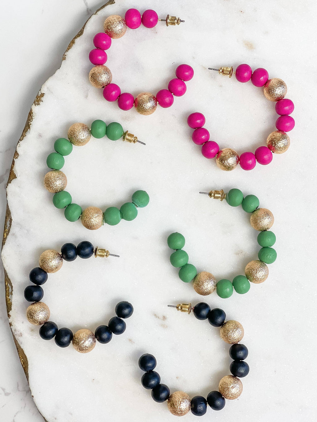 Prep Obsessed Wholesale - Gold & Color Bead Hoop Earrings