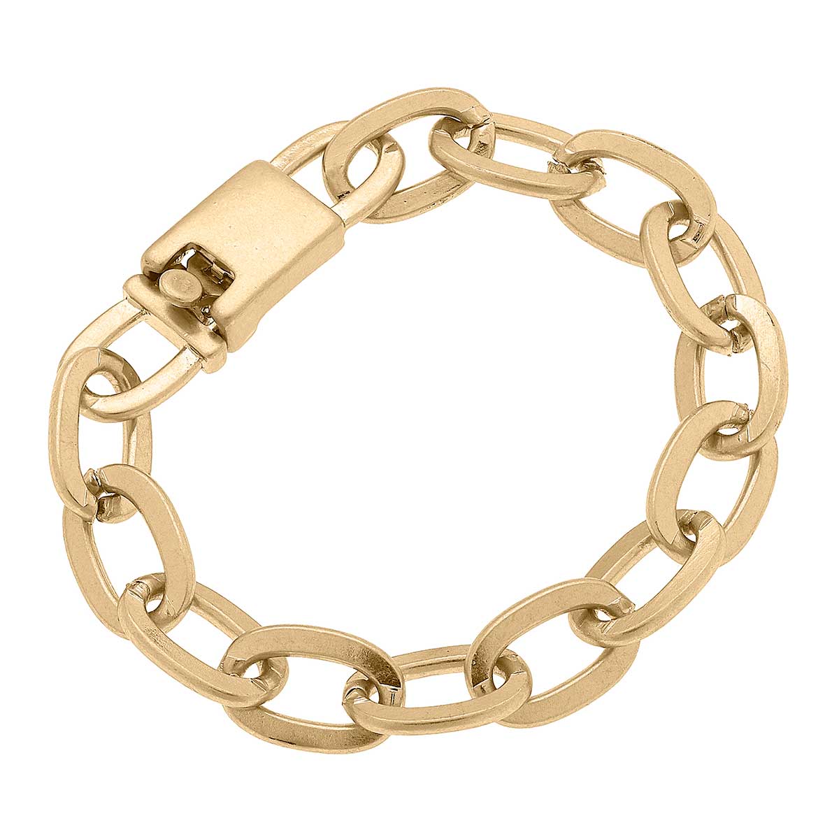 Canvas Style - Fiona Chunky Chain Link Bracelet in Worn Gold