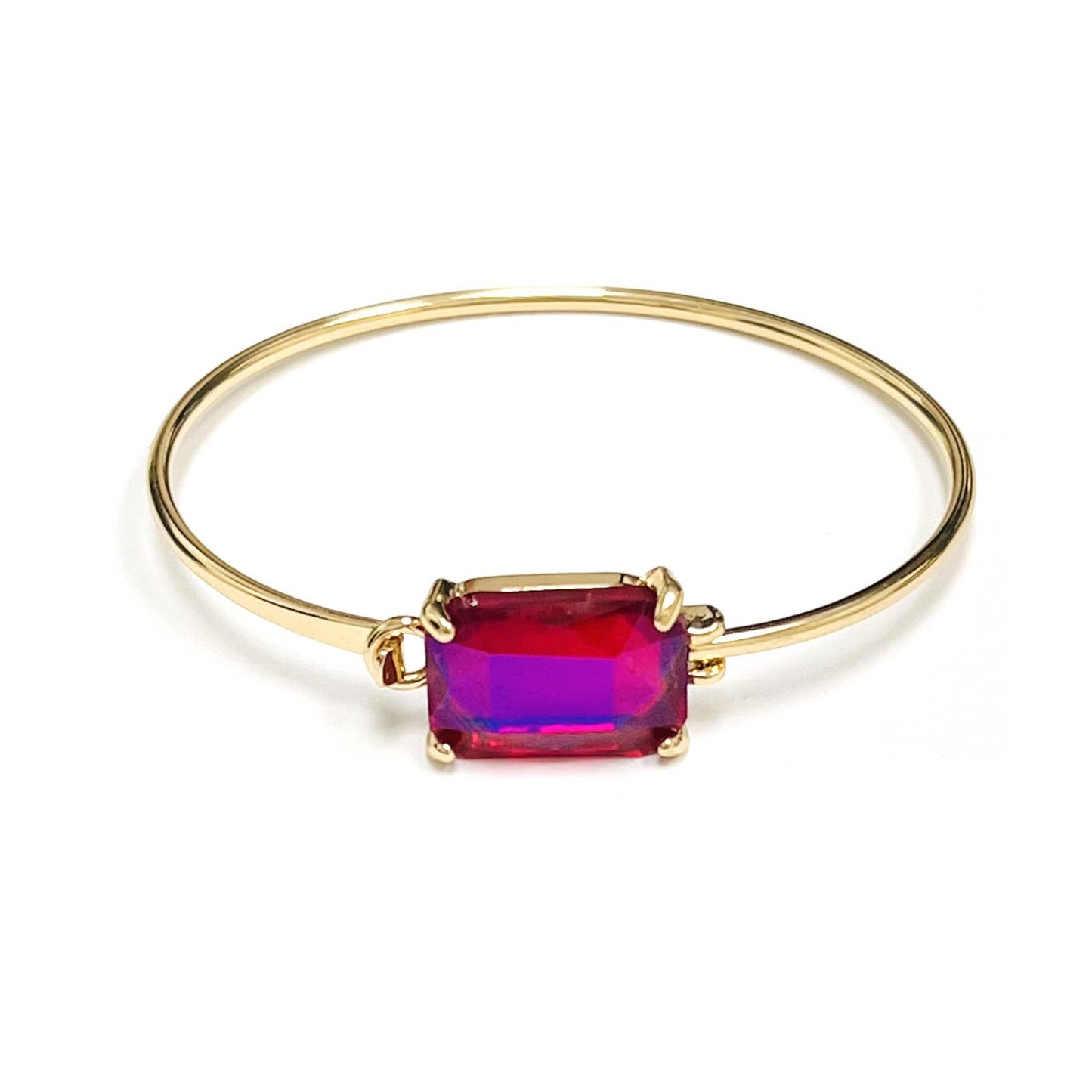 StarryNYC - High Quality Glass Crystal Rectangle Stone Cuff Metal Bangle