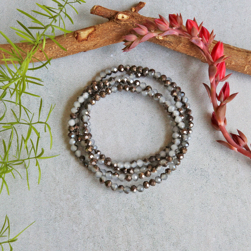 4MM Petite Crystal Stackable Set of 2 Stretch Bracelets