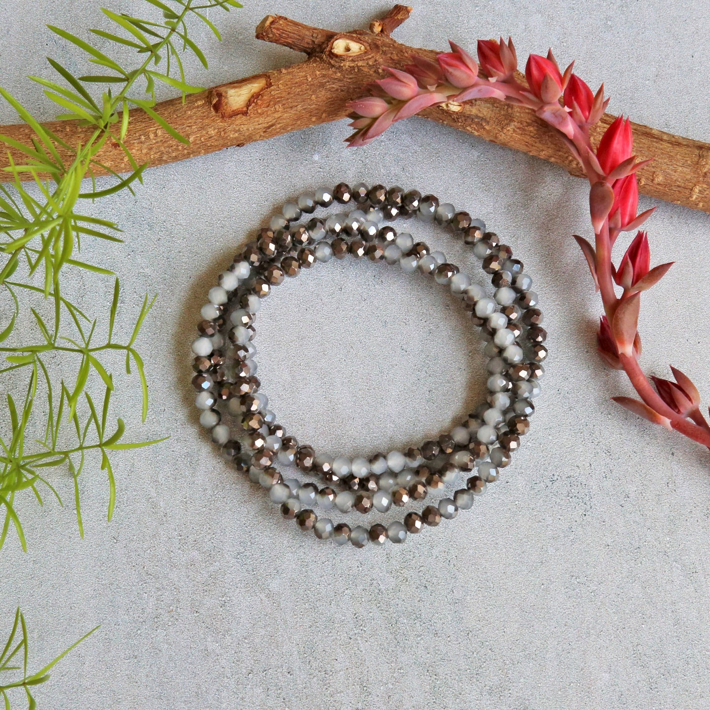 4MM Petite Crystal Stackable Set of 2 Stretch Bracelets