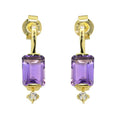 Tiramisu - 14K Gold Plated Silver Amethyst White Topaz Gemstone Earring