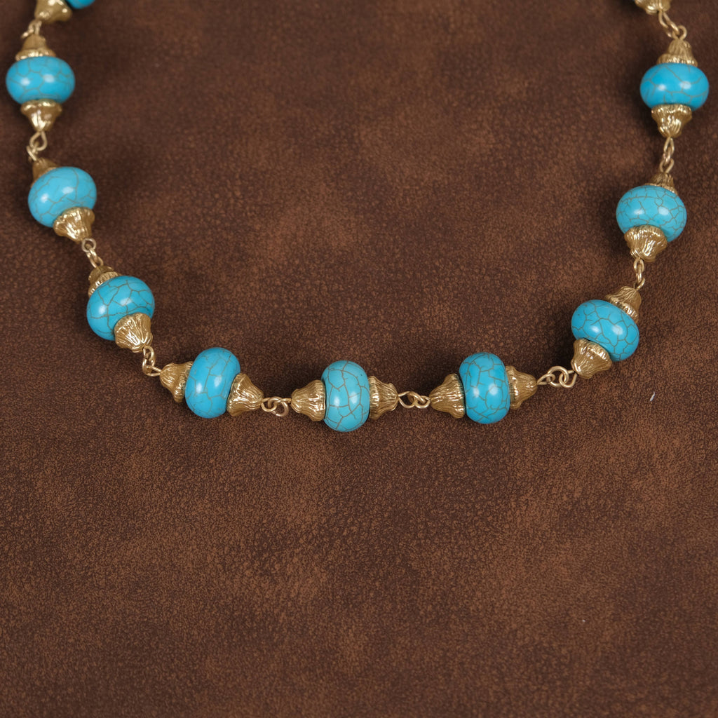 GirlyPirateCo - Vintage Elegant 18K Gold-Plated Blue Turquoise Necklace