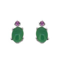 Tiramisu - 925 Sterling Silver Green Onyx Gemstone Stud Earring