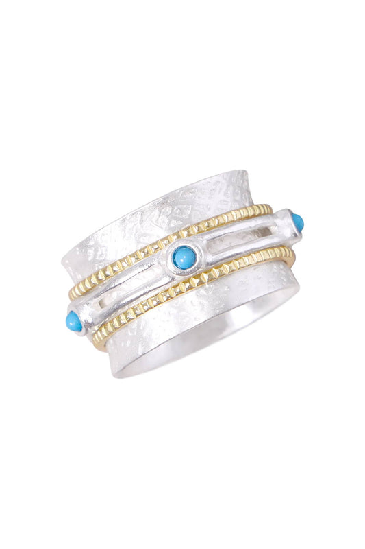 Zoey Simmons - Turquoise Two-Tone Spinner Ring - SF