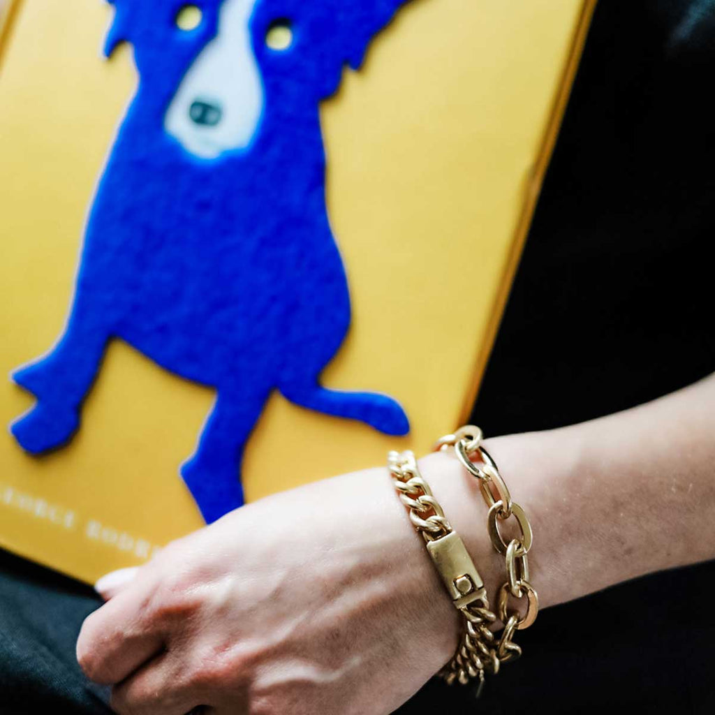 Canvas Style - Fiona Chunky Chain Link Bracelet in Worn Gold