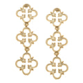 Canvas Style - Hilde Open Quatrefoil Triple Drop Earrings in Worn Gold