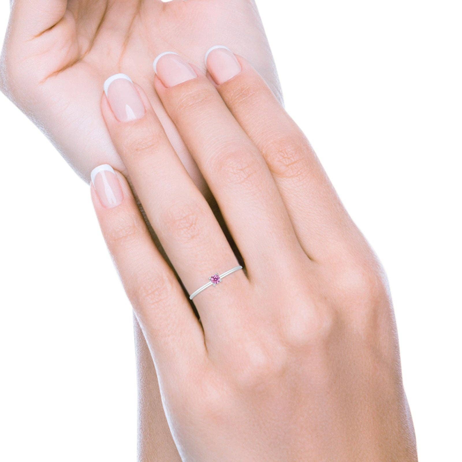 Blue Apple Imports - Art Deco Round Pink CZ Solitaire Ring
