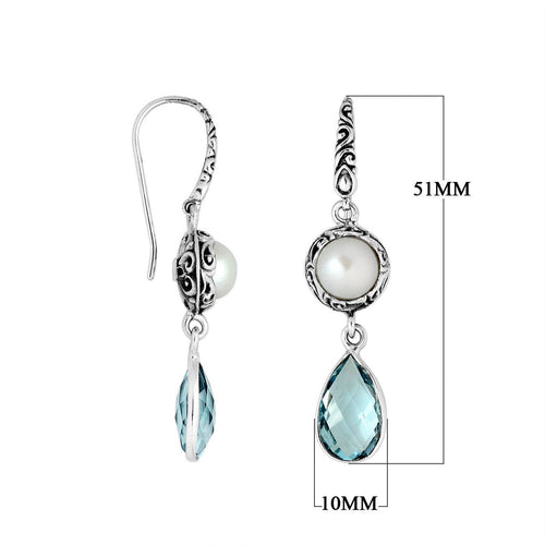 Bali Designs - AE-8009-CO1 Sterling Silver Earring With Pearl & Gemstone