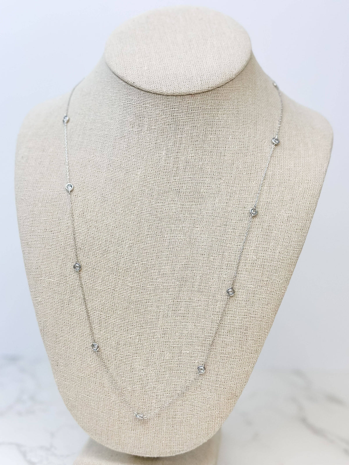 Prep Obsessed Wholesale - Sterling Silver Pave Station Necklace