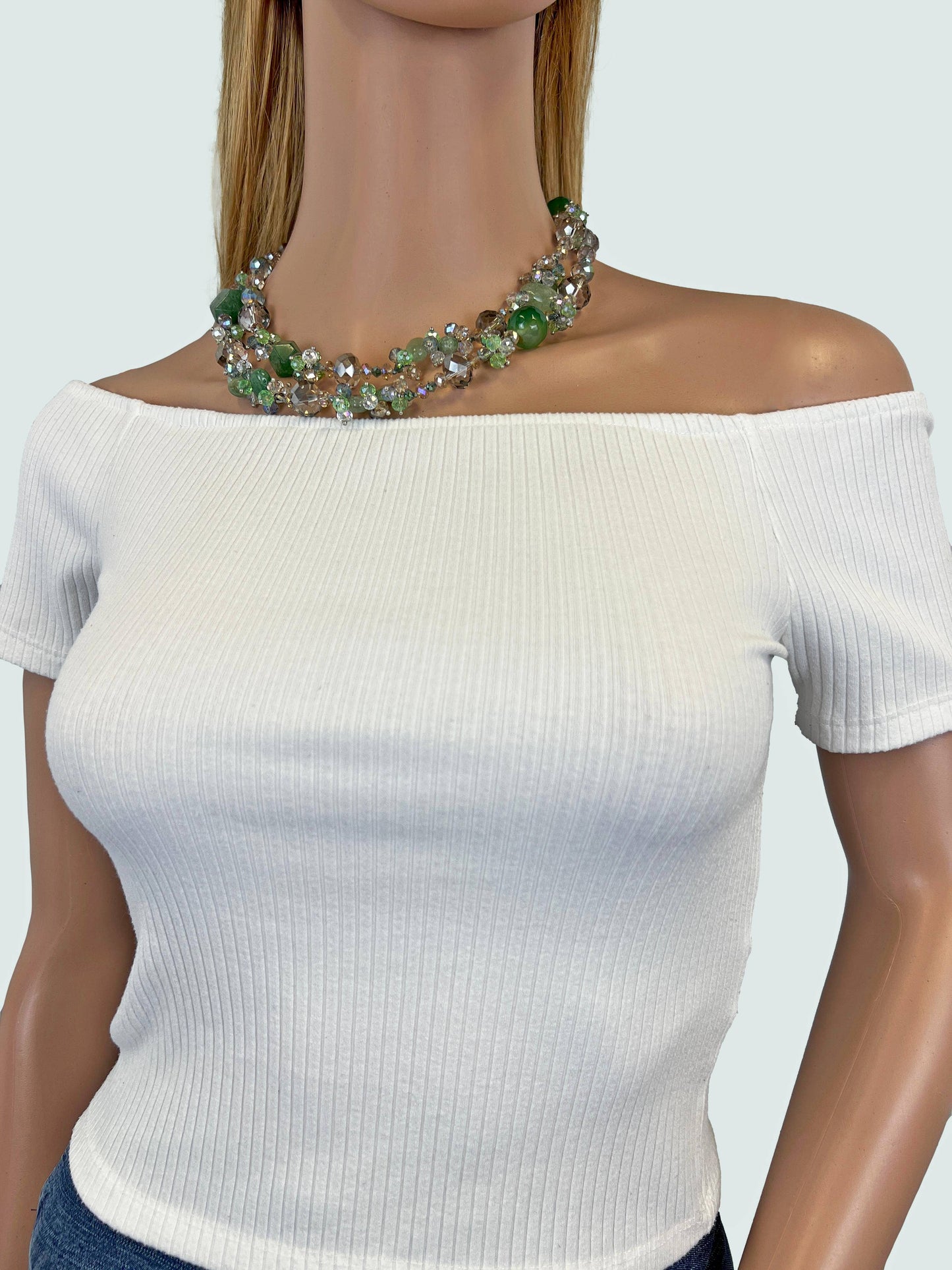 IST Jewelry - Green Aventurine and crystal necklace