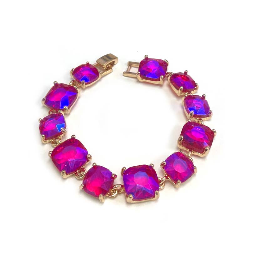 StarryNYC - Cushion Cut Glass Crystal Linked Station Bracelet