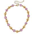 Canvas Style - Regina Chinoiserie & Ball Bead Necklace in Pink & White