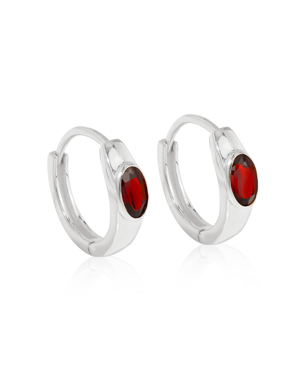 Tiramisu - 925 Sterling Silver Garnet  Gemstone Hoop Earring