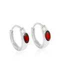Tiramisu - 925 Sterling Silver Garnet  Gemstone Hoop Earring