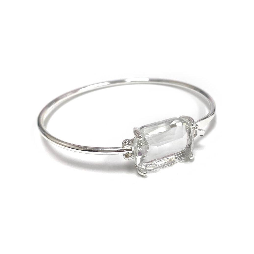StarryNYC - High Quality Glass Crystal Rectangle Stone Cuff Metal Bangle