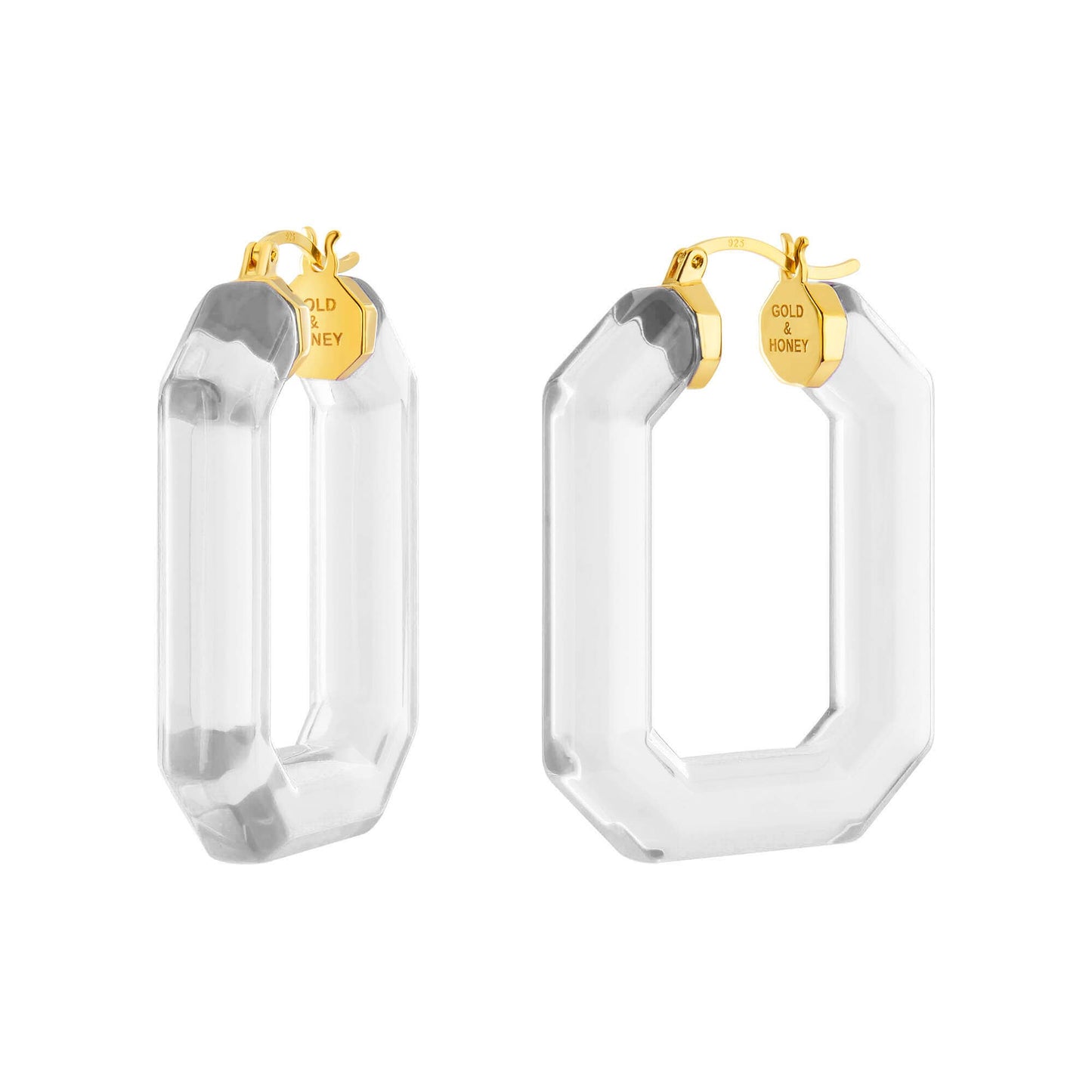 1.5 Emerald Gem Hoop Earrings Clear
