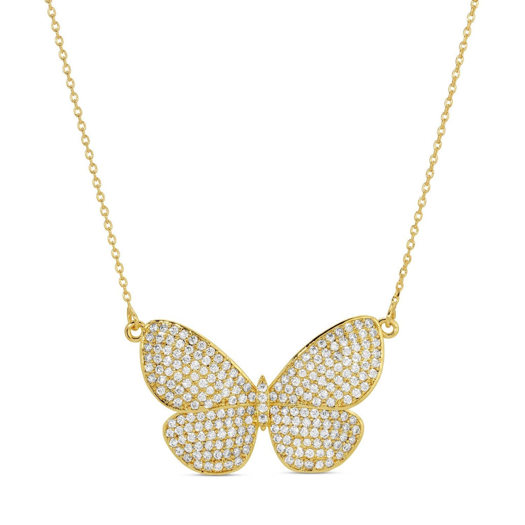 Splendid Iris - Large Flutter Butterfly Pendant Necklace