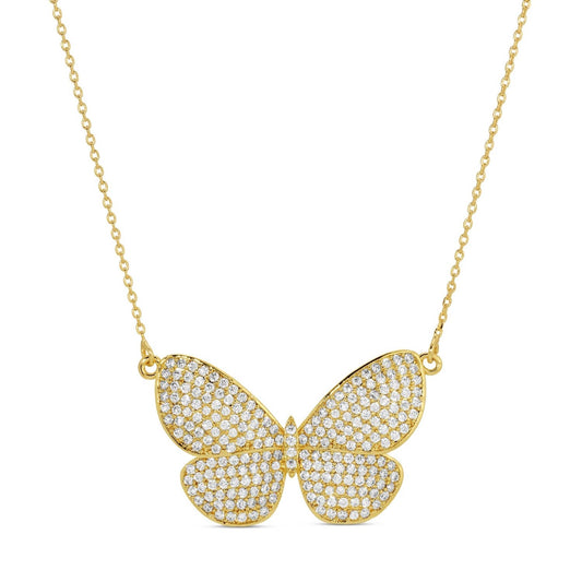 Splendid Iris - Large Flutter Butterfly Pendant Necklace