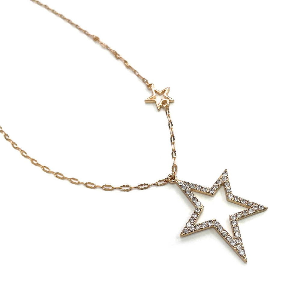StarryNYC - Open Star Cubic Zirconia Stone Pendant Necklace