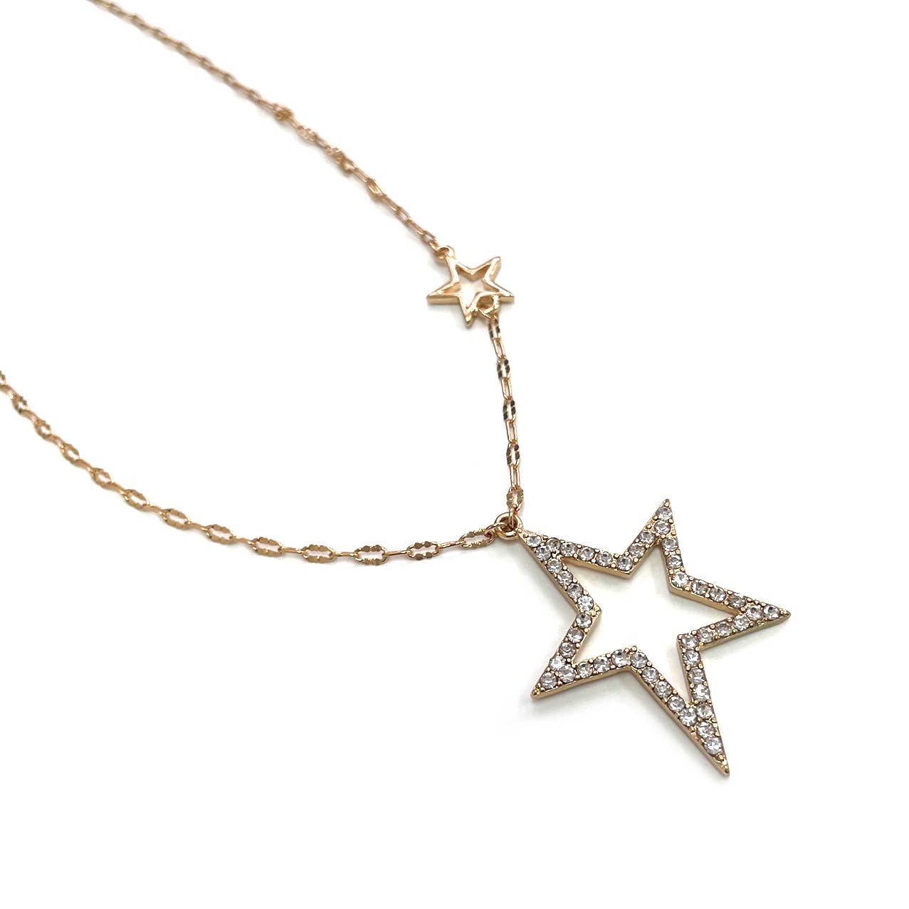 StarryNYC - Open Star Cubic Zirconia Stone Pendant Necklace