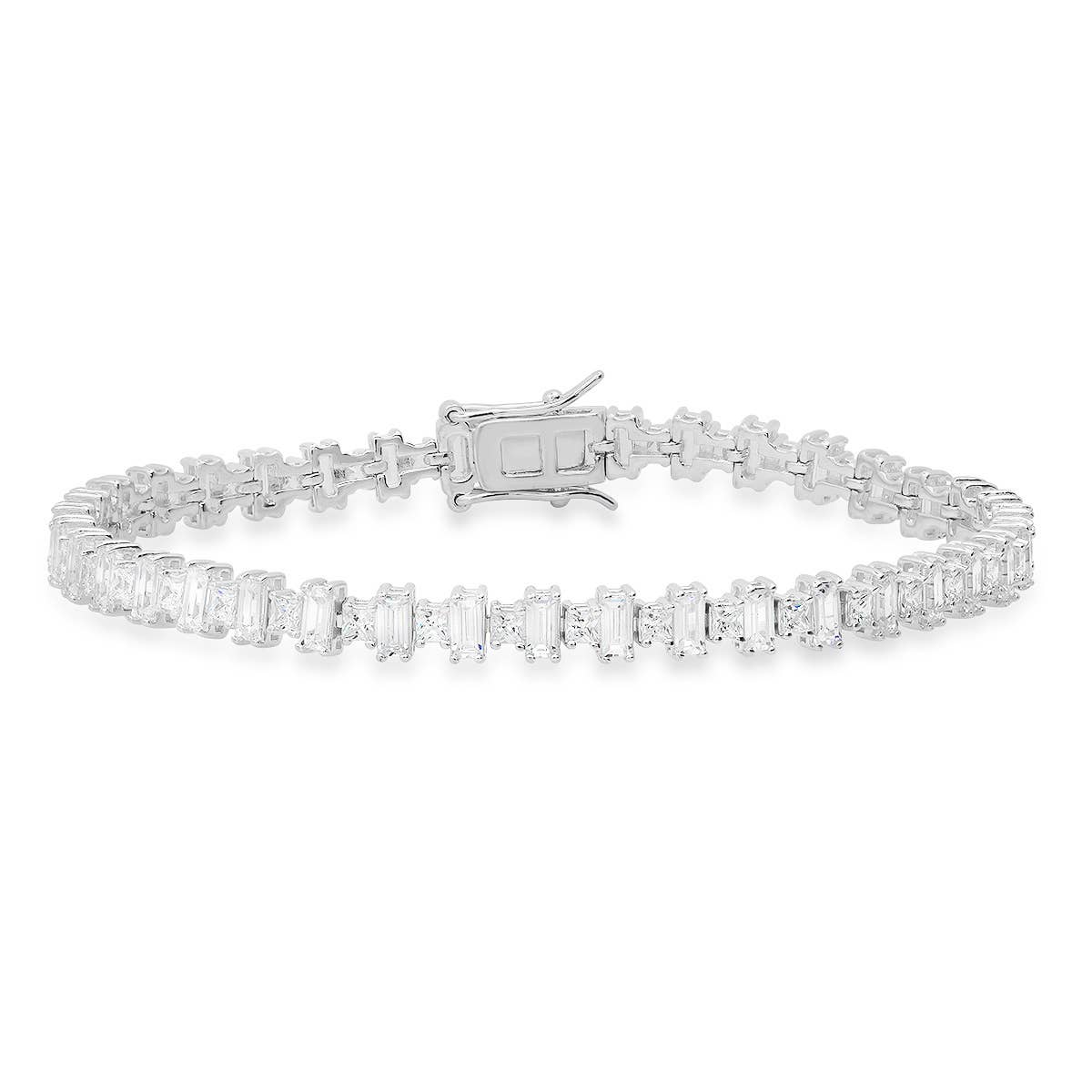 Queen Jewels - 925 Silver/Gold Multi-cut Diamond CZ Tennis Bracelet