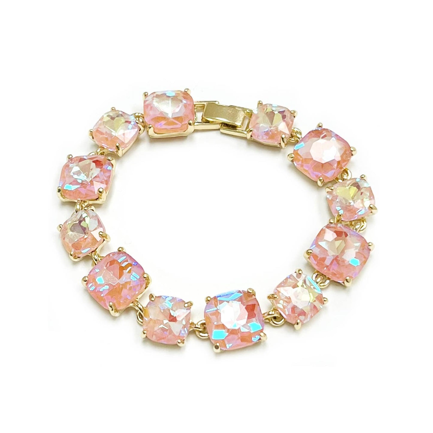 StarryNYC - Cushion Cut Glass Crystal Linked Station Bracelet