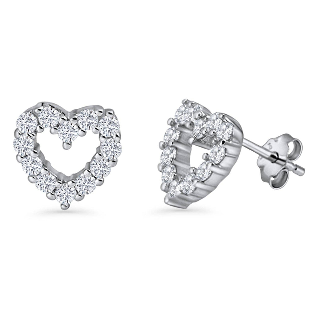 Blue Apple Imports - Heart Stud Earrings Cubic Zirconia