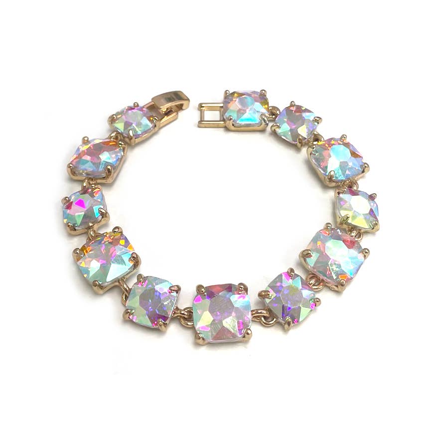 StarryNYC - Cushion Cut Glass Crystal Linked Station Bracelet