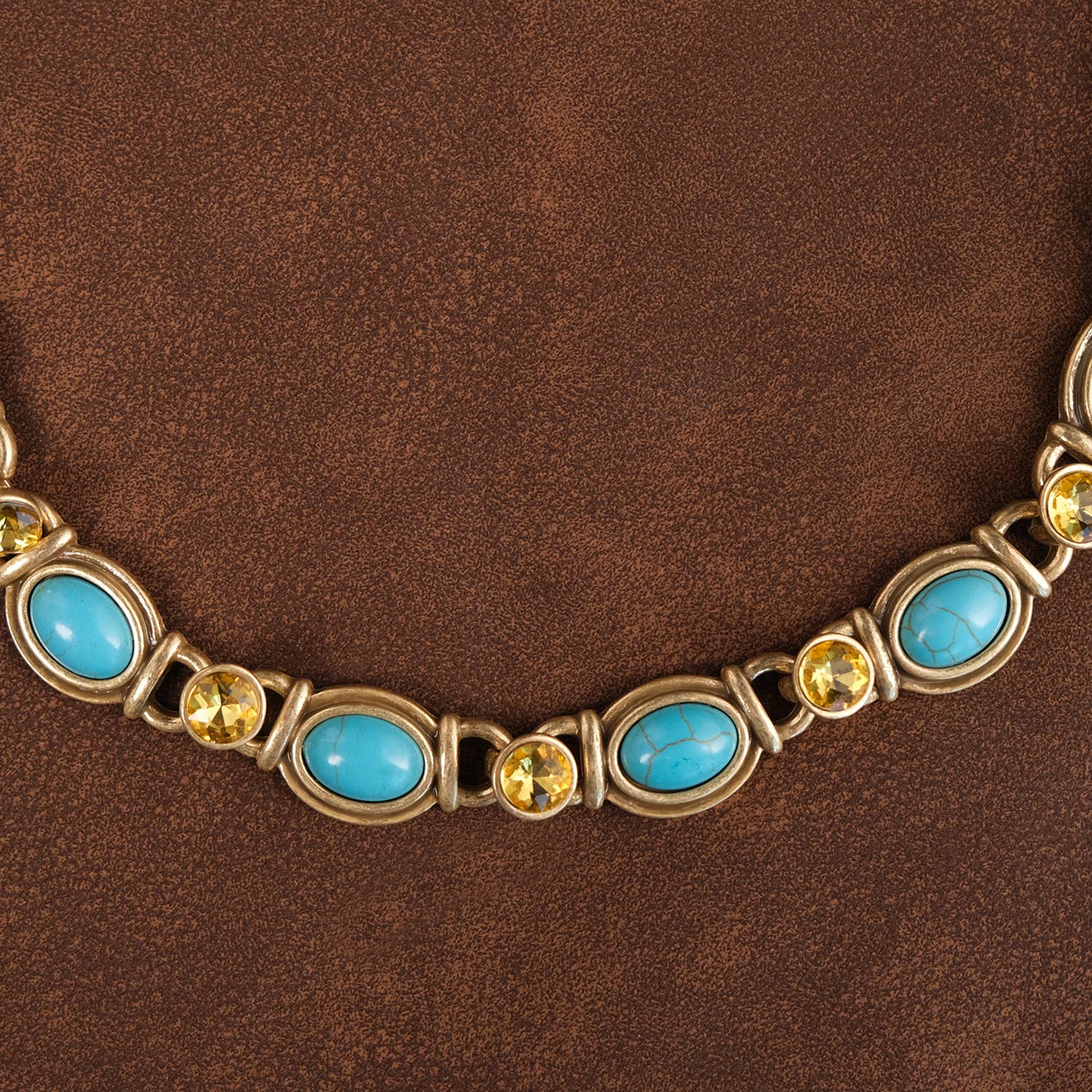 GirlyPirateCo - Vintage 18K Gold Plated Turquoise and Yellow Gem Necklace