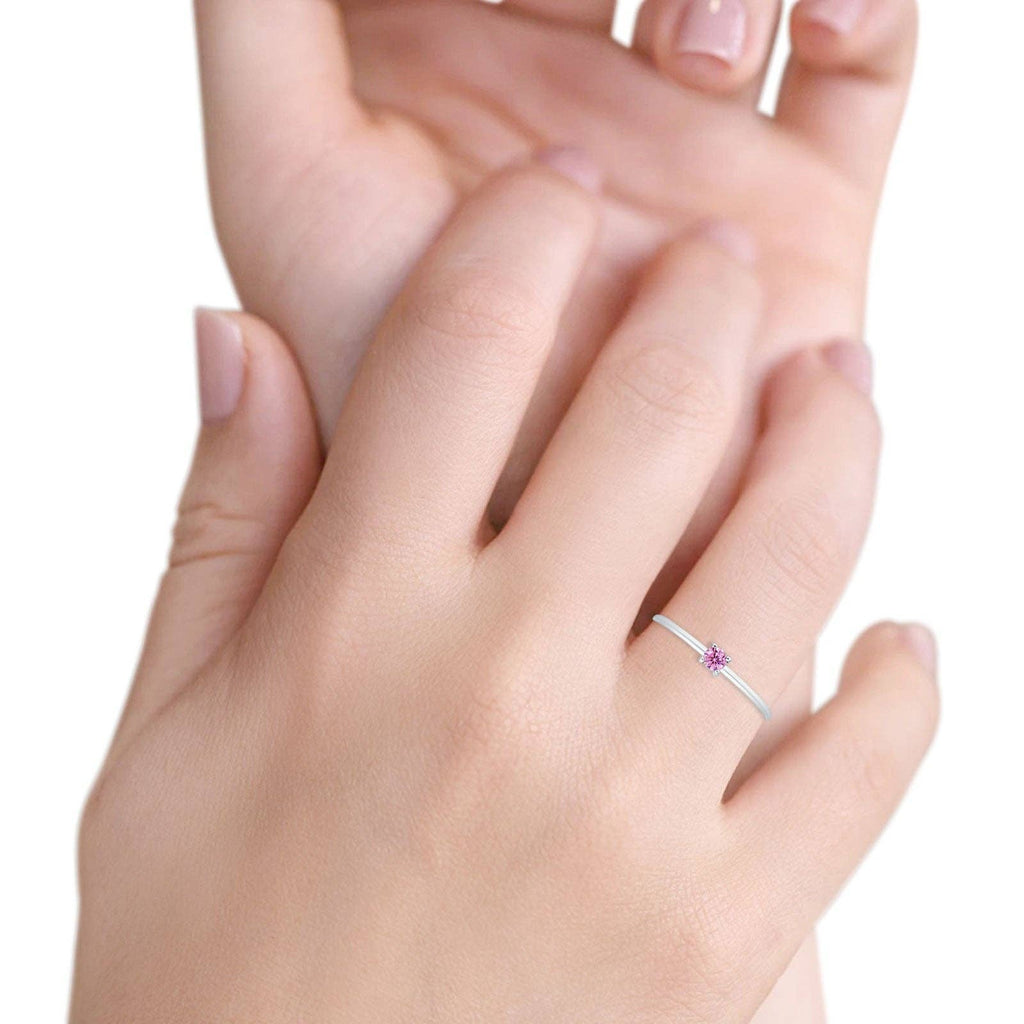 Blue Apple Imports - Art Deco Round Pink CZ Solitaire Ring