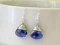 Bad Apple Designs - Metallic Blue Ab Crystal Teardrop Silver Earrings