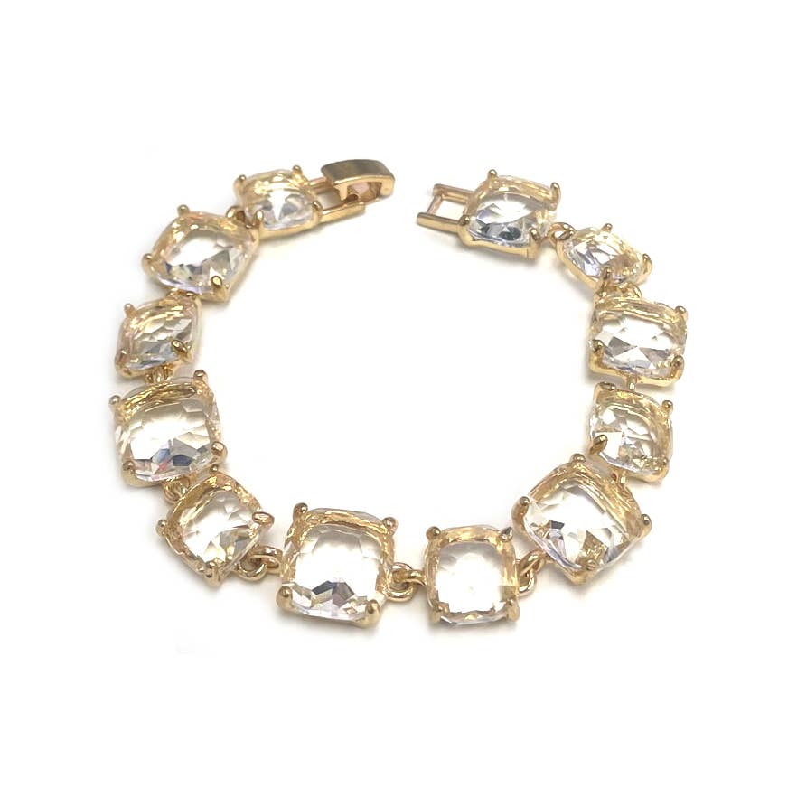 StarryNYC - Cushion Cut Glass Crystal Linked Station Bracelet