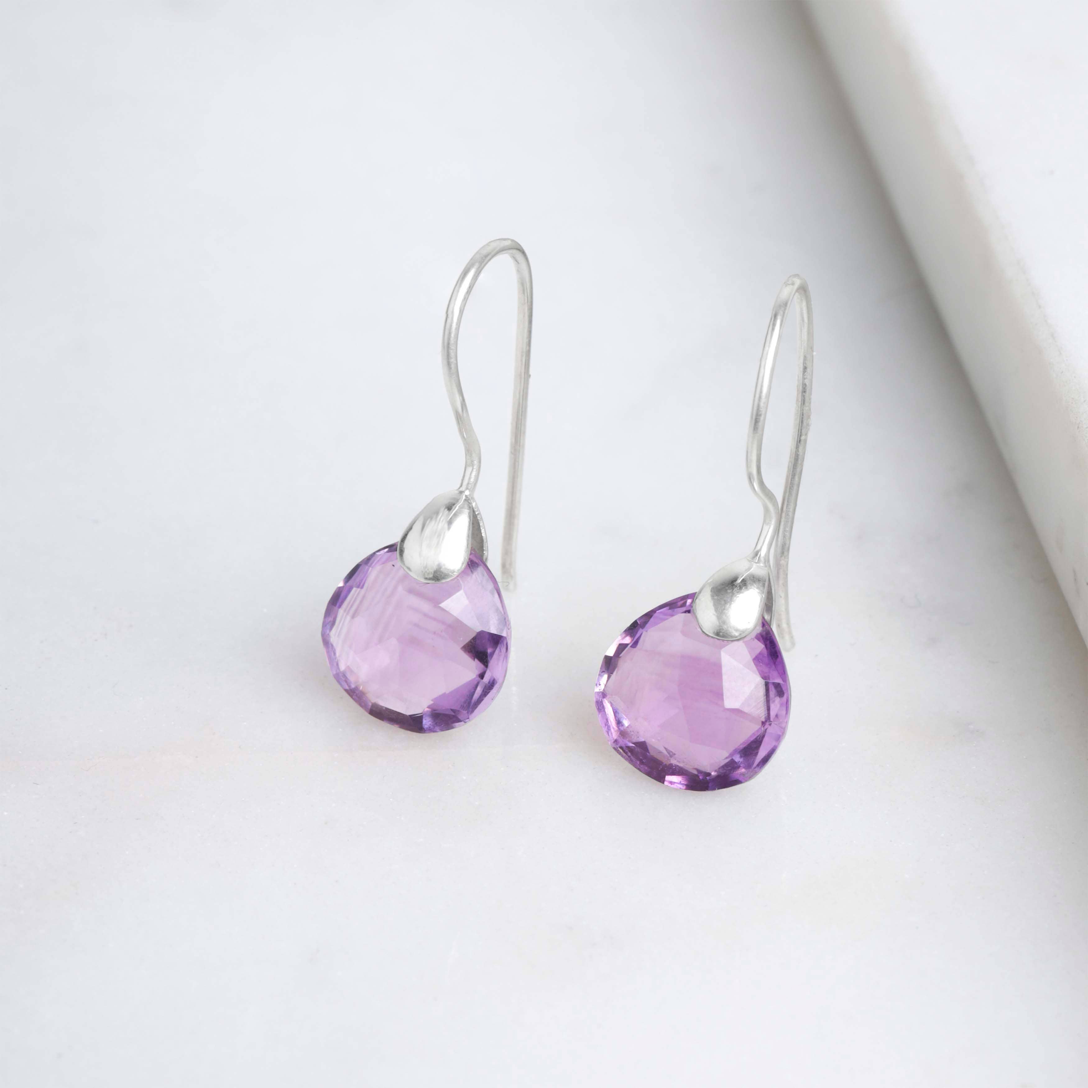 Tiramisu - 925 Sterling Silver Purple Amethyst Gemstone Earring