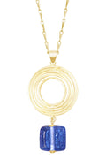 Zoey Simmons - Tanzanite Murano Glass & Swirl Disc Pendant Necklace - GF
