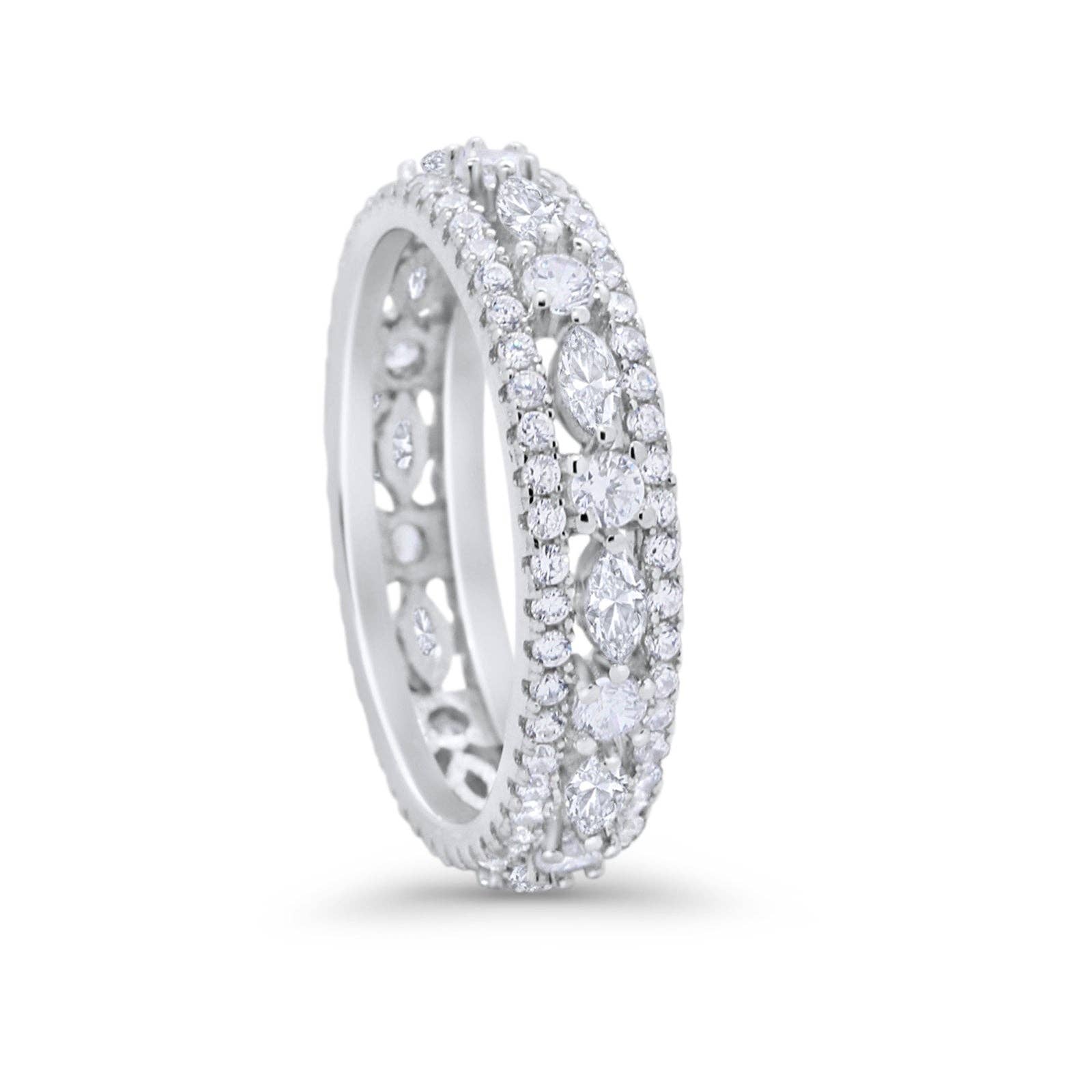 Blue Apple Imports - Full Eternity Rings Marquise Simulated Cubic Zirconia Ring